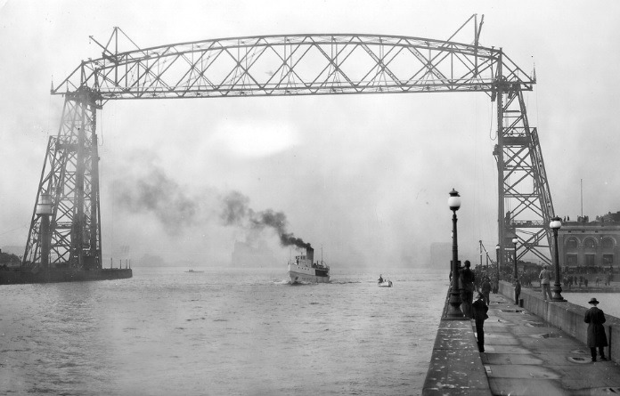 Old picture of the Duluth Ariel Bridge